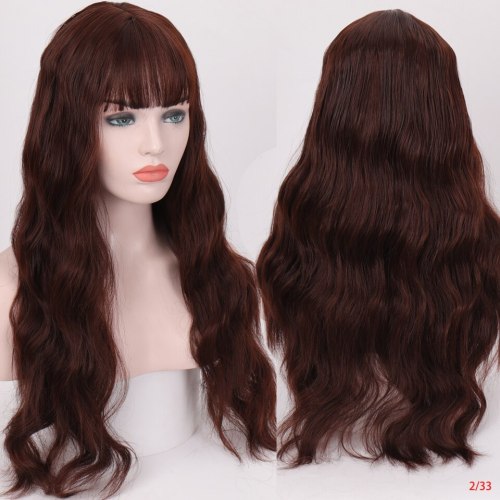 SHANGKE Long Mix Purple Womens Wigs With Bangs Heat Resistant Synthetic Kinky Curly Pink Green Wigs for Women African American