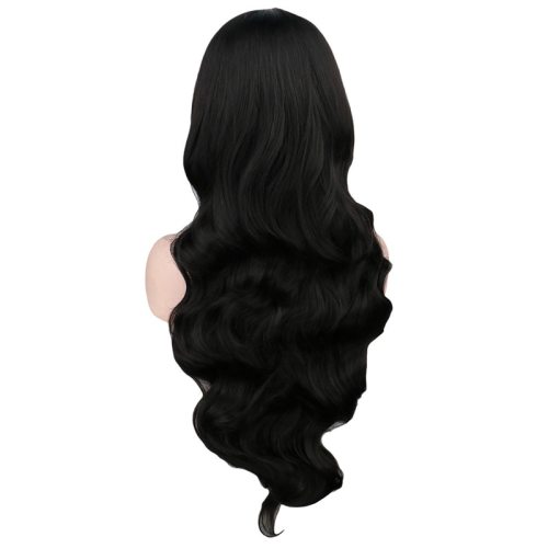 QQXCAIW Long Wavy Cosplay Black Purple White Red Pink Blue Blonde Orange Sliver Gray 80 Cm Synthetic Hair Wigs