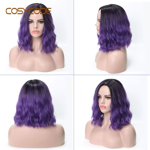 COSYCODE Purple Wig for Women Synthetic Cosplay Wig Slight Side Part 14 inch 30 cm Costume Wig Non-Lace