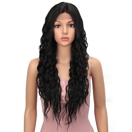Ombre Pink Long Synthetic Lace Front Wigs For Women Black Pink Blonde Wigs 27 inch Cosplay Wigs Heat Resistant Water Wave Hair