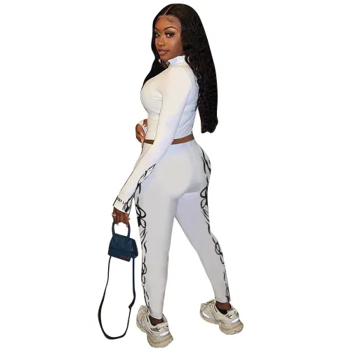 New Lucky Label 2 Piece Set Women ZipTop Pencil Pants Knitted High Stretch Outfit Jogger Matching Set Girl Wholesale Dropshpping