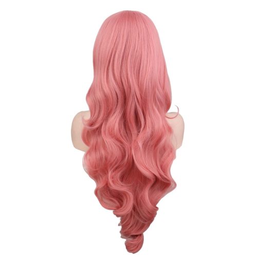 QQXCAIW Long Wavy Cosplay Black Purple White Red Pink Blue Blonde Orange Sliver Gray 80 Cm Synthetic Hair Wigs
