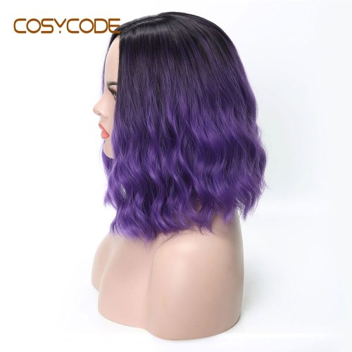 COSYCODE Purple Wig for Women Synthetic Cosplay Wig Slight Side Part 14 inch 30 cm Costume Wig Non-Lace