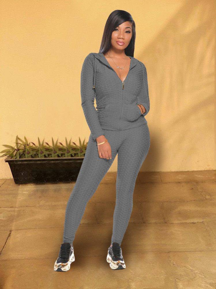 Y378 Mandy 2020 European And American Women's Amazon Independent Station Hooded Sweatshirt Multicolor Long Sleeve Sports Suit