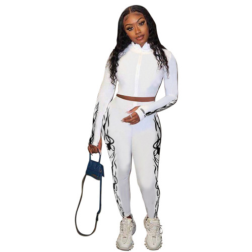 New Lucky Label 2 Piece Set Women ZipTop Pencil Pants Knitted High Stretch Outfit Jogger Matching Set Girl Wholesale Dropshpping