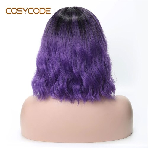 COSYCODE Purple Wig for Women Synthetic Cosplay Wig Slight Side Part 14 inch 30 cm Costume Wig Non-Lace