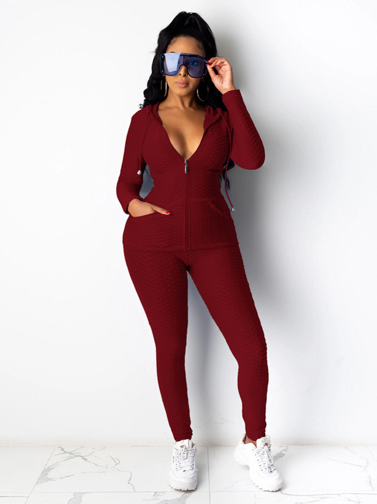 Y378 Mandy 2020 European And American Women's Amazon Independent Station Hooded Sweatshirt Multicolor Long Sleeve Sports Suit