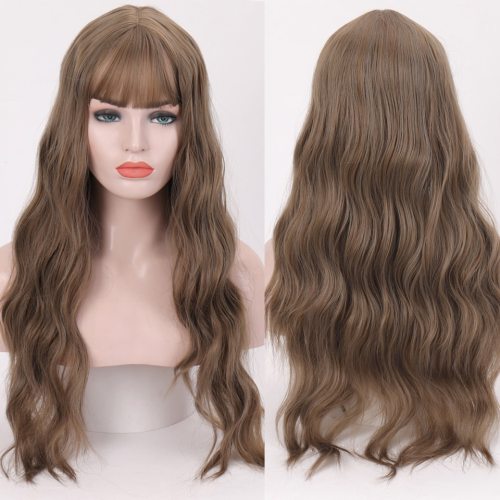 SHANGKE Long Mix Purple Womens Wigs With Bangs Heat Resistant Synthetic Kinky Curly Pink Green Wigs for Women African American