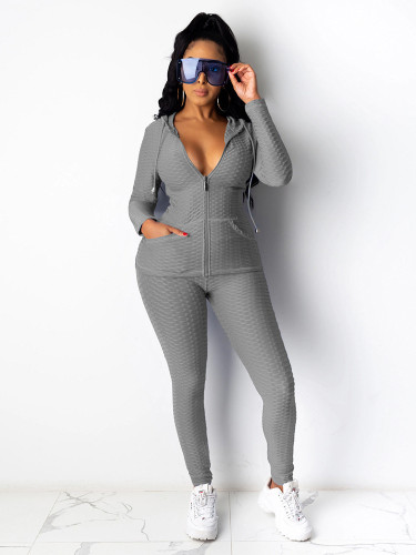 Y378 Mandy 2020 European And American Women's Amazon Independent Station Hooded Sweatshirt Multicolor Long Sleeve Sports Suit