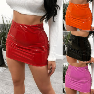 Women's skirt sexy bright leather wrap skirt miniskirt mini  skirts womens 2020  plus size skirt leather skirt skirts womens