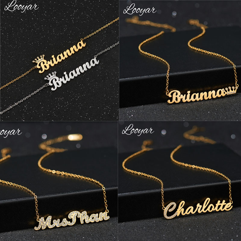 Personalized Iced Name Necklace Stainless Steel Charm Custom Name Jewelry Any Name 11 Font Style To Choose For Girl kids