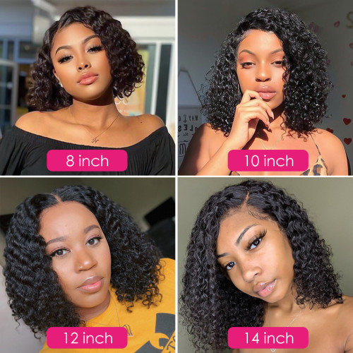 Malaysian Jerry Curly Short Bob Lace Front Human Hair Wig Pre Plucked For Black Women Glueless 13x4 Deep Wave Frontal Wig Remy
