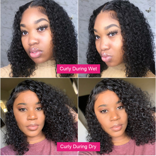 Malaysian Jerry Curly Short Bob Lace Front Human Hair Wig Pre Plucked For Black Women Glueless 13x4 Deep Wave Frontal Wig Remy