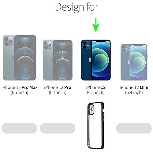 Goging Shockproof Designed for iPhone 12 6.1 in Case (Not Fit for iPhone 12 Pro 6.1in), Perfectly wrap The Phone Lens,Transparent Back Shell, with Soft Original Machine Color Protection Frame (Black)