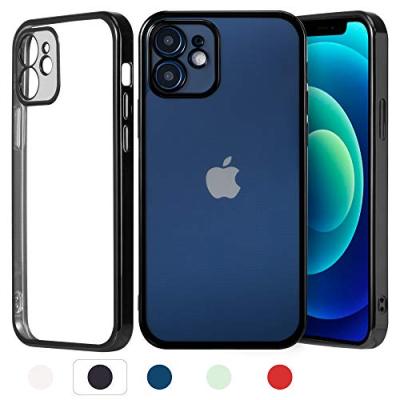 Goging Shockproof Designed for iPhone 12 6.1 in Case (Not Fit for iPhone 12 Pro 6.1in), Perfectly wrap The Phone Lens,Transparent Back Shell, with Soft Original Machine Color Protection Frame (Black)