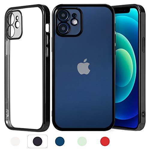 Goging Shockproof Designed for iPhone 12 6.1 in Case (Not Fit for iPhone 12 Pro 6.1in), Perfectly wrap The Phone Lens,Transparent Back Shell, with Soft Original Machine Color Protection Frame (Black)