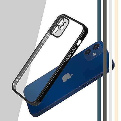 Goging Shockproof Designed for iPhone 12 6.1 in Case (Not Fit for iPhone 12 Pro 6.1in), Perfectly wrap The Phone Lens,Transparent Back Shell, with Soft Original Machine Color Protection Frame (Black)
