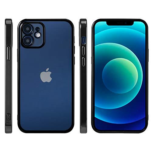 Goging Shockproof Designed for iPhone 12 6.1 in Case (Not Fit for iPhone 12 Pro 6.1in), Perfectly wrap The Phone Lens,Transparent Back Shell, with Soft Original Machine Color Protection Frame (Black)