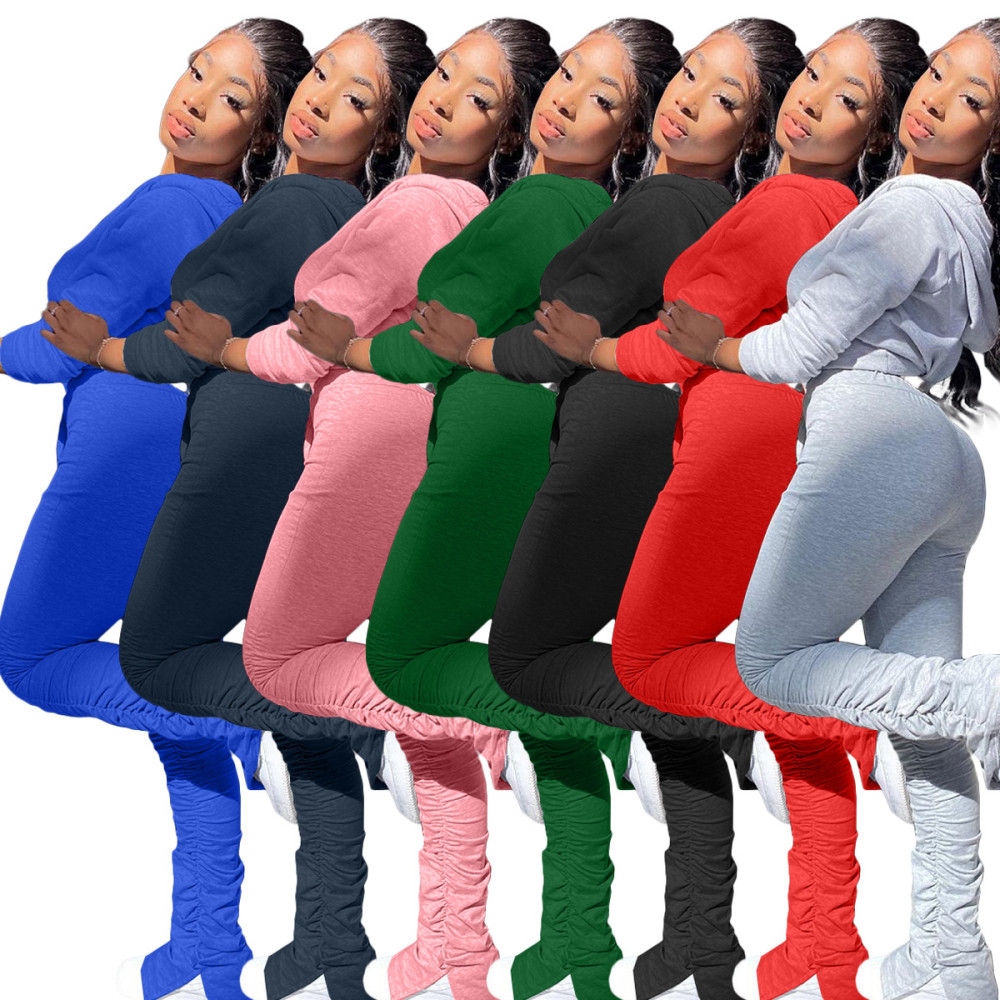 HR8137 2020 winter Tracksuit Outfits Women Two Pieces Crop Top Two Piece Pants Set joggers women 2 piece stacked legging set