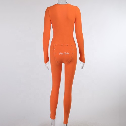 YD21428P 2021 Comfortable women pajamas long sleeve cute holiday adult onesie with butt flap