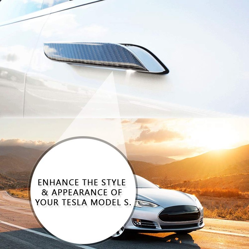 Carbon Fiber Car Exterior Door Handle Cover Scratch Protector for Tesla Model S