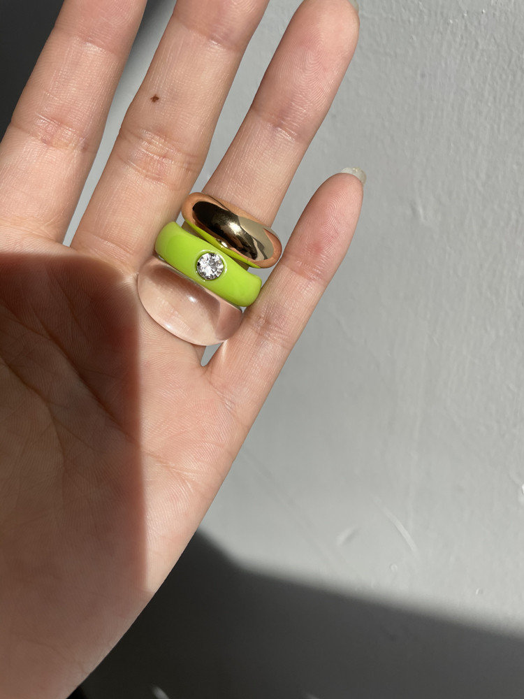 HUANZHI 2020 New Colorful Transparent Acrylic Irregular Marble Pattern Ring Resin Tortoise Rings for Women Girls Jewelry