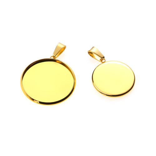 10pcs Gold Stainless Steel Bases 6/8/10/12/14/16/18/20/25/30mm Cabochon Cameo Base Tray Bezel Blank Necklace Pendant DIY Jewelry