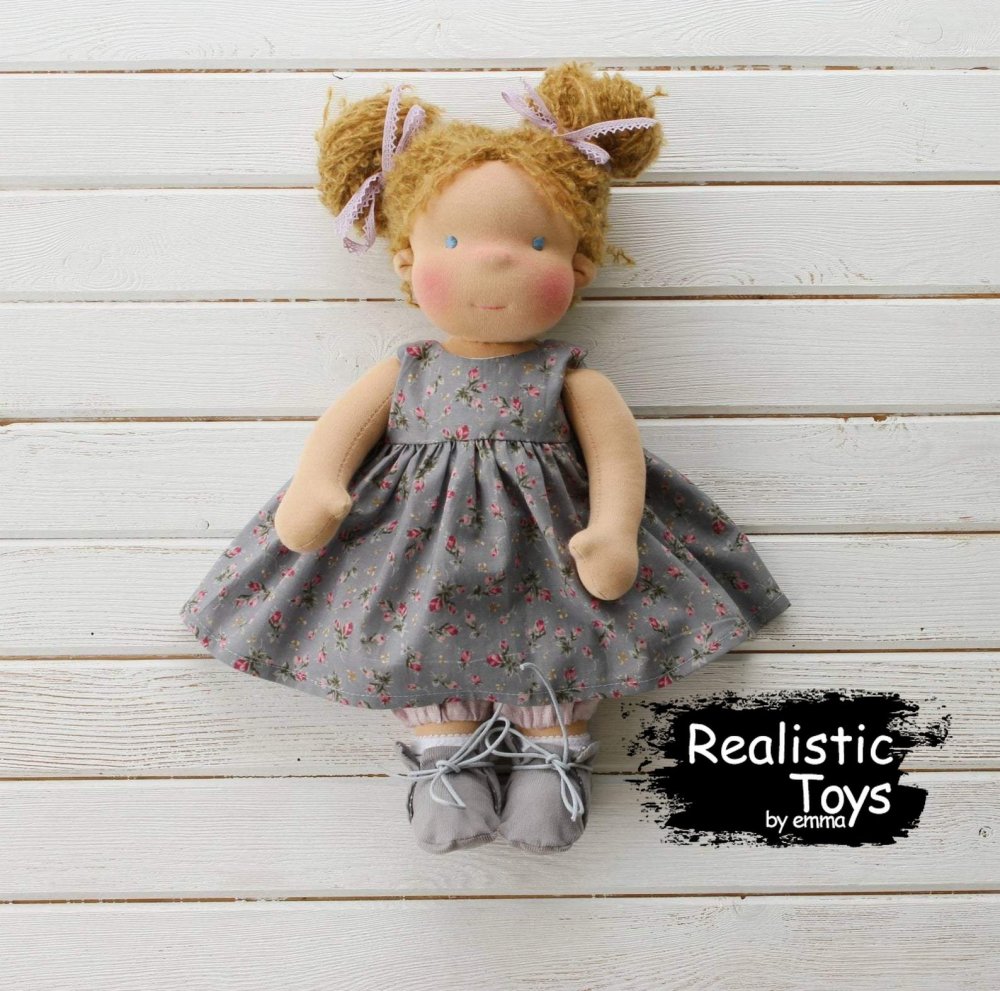 Handmade Soft Waldorf Doll Alice , 2020 Kid Christmas Gifts ， Natural Fiber Baby