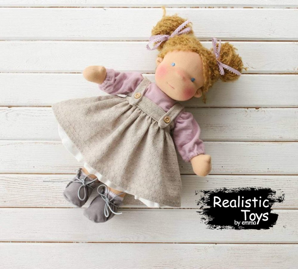 Handmade Soft Waldorf Doll Alice , 2020 Kid Christmas Gifts ， Natural Fiber Baby