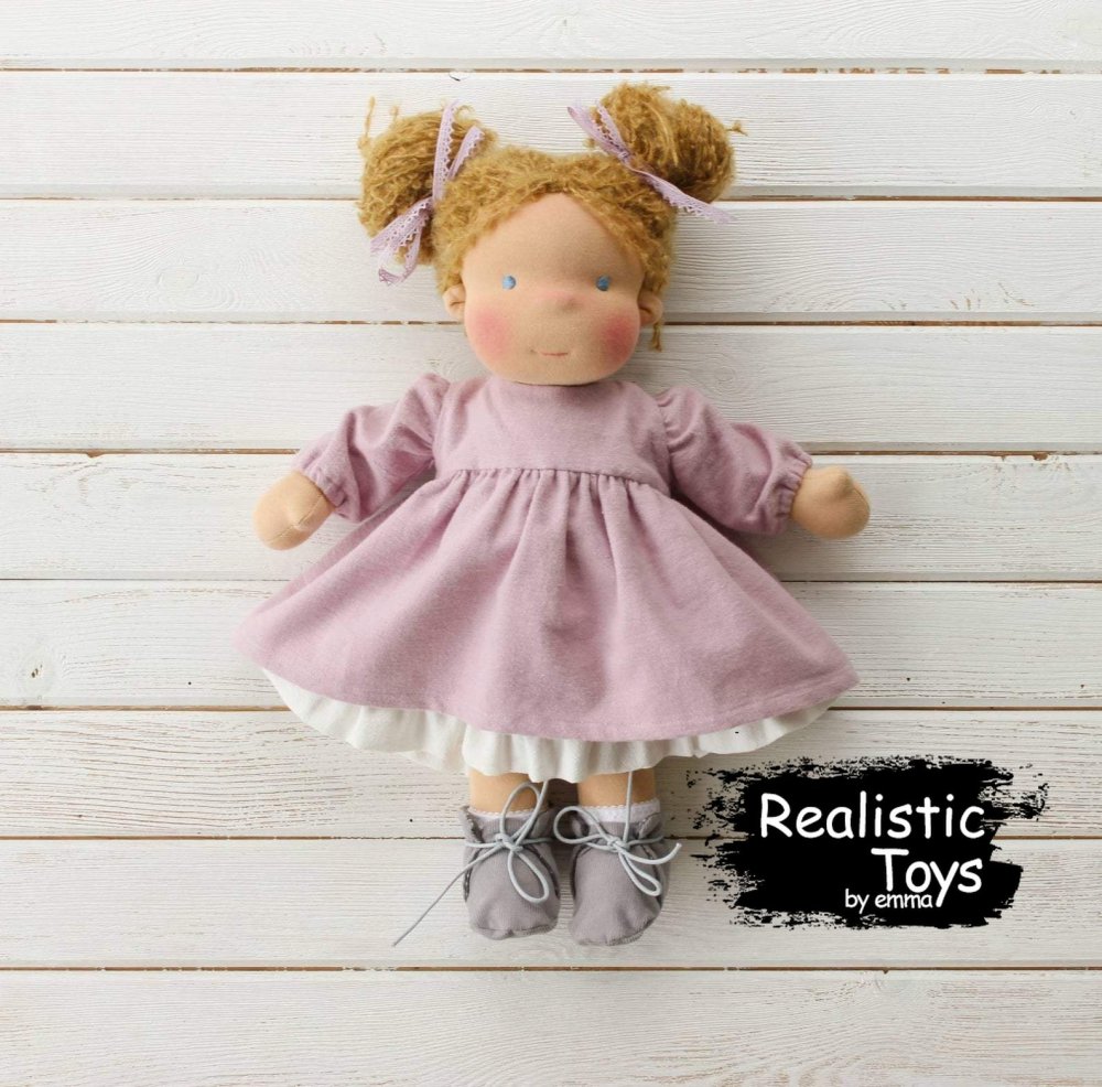 Handmade Soft Waldorf Doll Alice , 2020 Kid Christmas Gifts ， Natural Fiber Baby