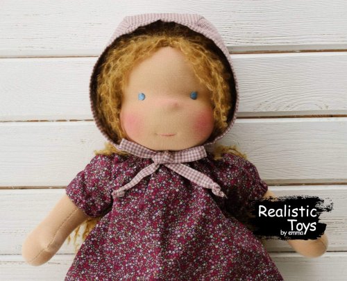 Handmade Soft Waldorf Doll Alice , 2020 Kid Christmas Gifts ， Natural Fiber Baby