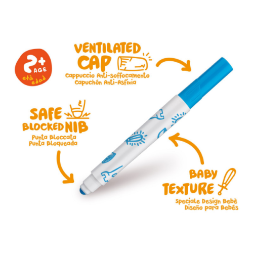 CARIOCA BABY  VALOROUS MARKERS  6 PENNARELLI PER BAMBINI conf. da 24pz