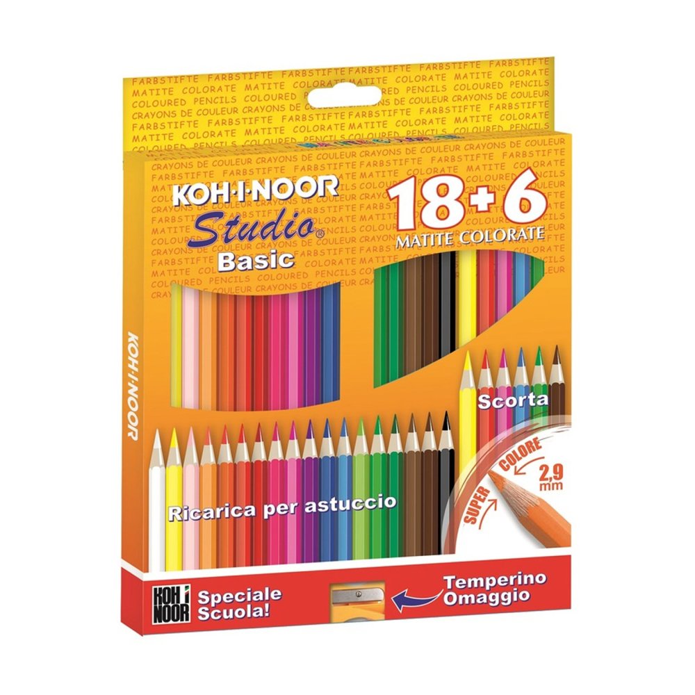 KOH-I-NOOR STUDIO MATITE COLORATE 18+6 COLORI conf. da 6pz