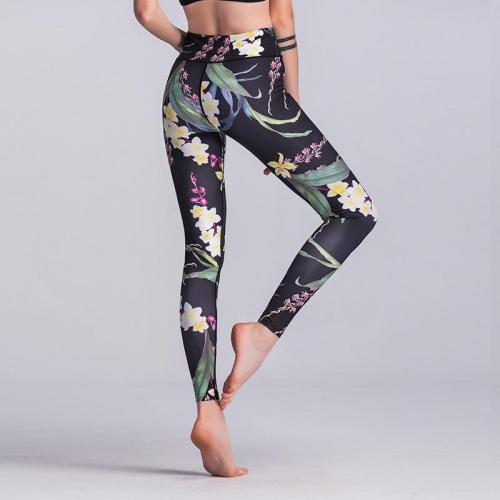 NEER Sport Leggings Magas derekú Kompressziós Torna Nadrág Szexi Futós Virágos Mintás Jóga Nadrág