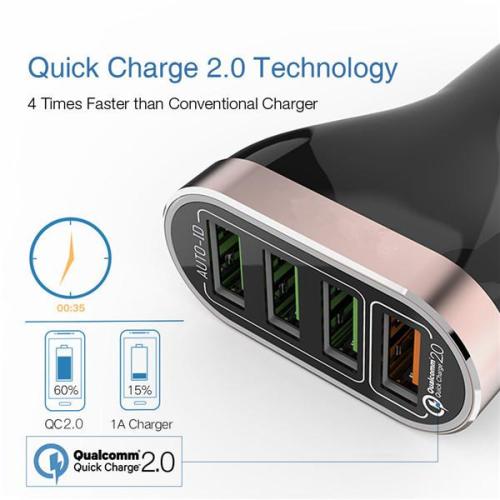 33W 4-Port 2.0 USB autós gyorstöltő DC 5V 6.6A autós töltő iPhone Samsung Xiaomi készülékekhez
