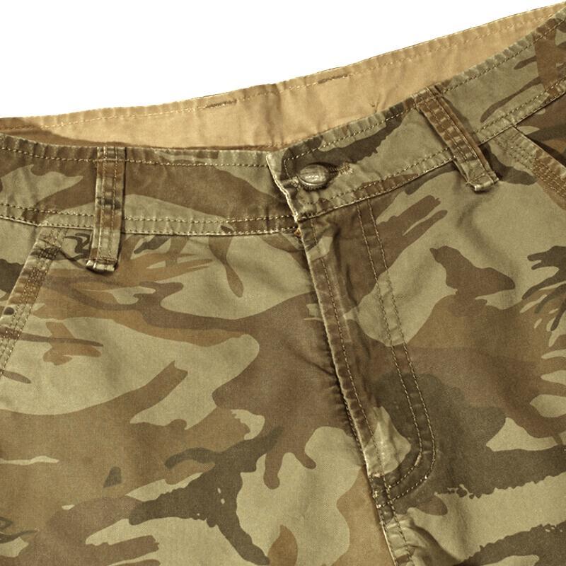 Férfi nyári camo nadrág, zsebes pamut rövidnadrág (öv nélkül)