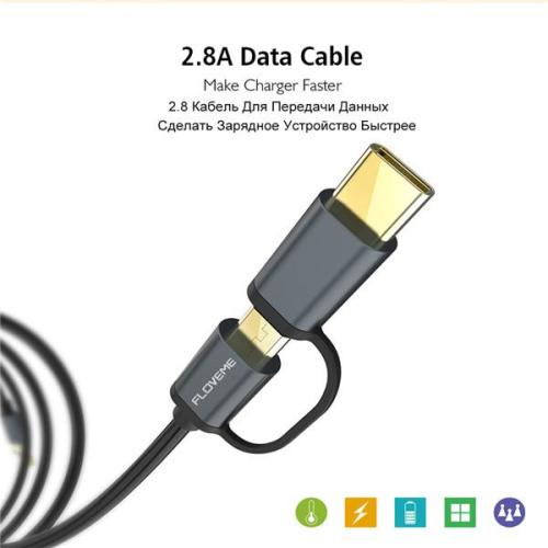 Type-C Micro USB kábel 2 in 1 QC 3.0 gyorstöltő kábel Samsung S8 S7 Note 8 S9 S9 Plus készülékhez