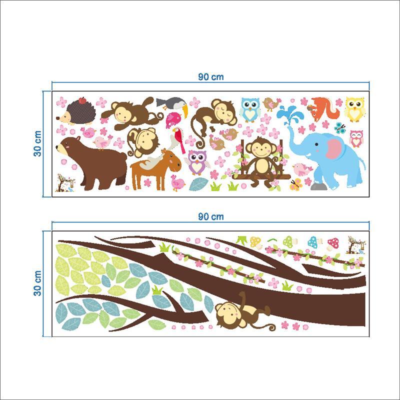 Erdei Állatos majom medve gyerekszoba falmatrica