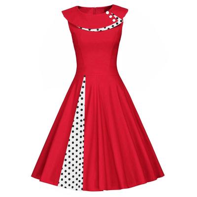 Női Klasszikus 1950-es stílusú polkás rockabily Ujjatlan Ruha
