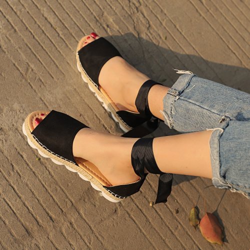 Női szandál, divatos női nyári cipő,  Női Faux Suede lapos szandál