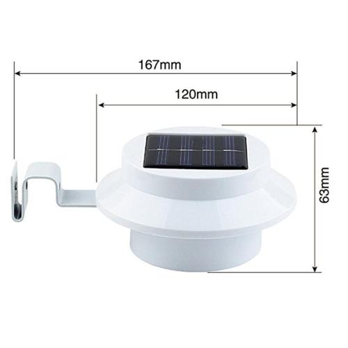 Kültéri, napenergiával működő 3-LED fali ösvény világító lámpa, függő kerti kerítésre szerelhető lámpa