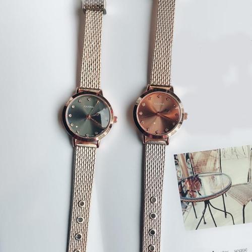 Női karkötő órák Rose Gold Band kvarc Nézd meg a női Casual ruha strasszos karórák