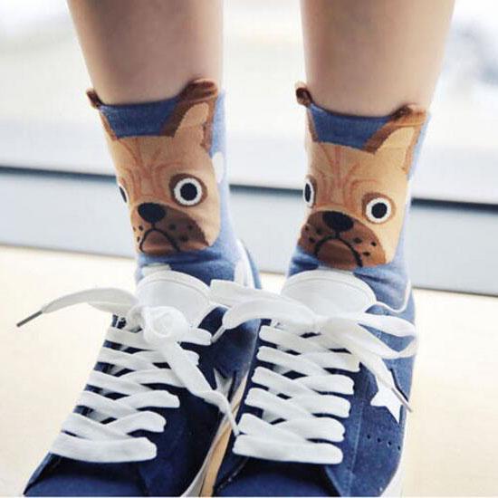 Női zokni, alacsony szárú, rajzfilm állat sorozat, aranyos kutya, Harajuku stílus, vicces zokni