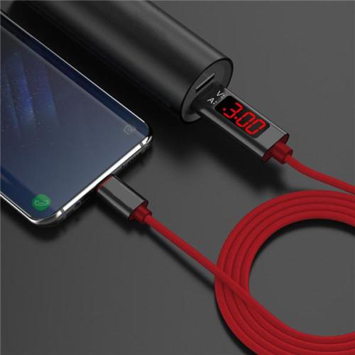 QC 3.0 Gyors töltés USB feszültség és áram kijelzése, 1M fonatos Nylon kábel C-tipusú IOS-ra és Androidra