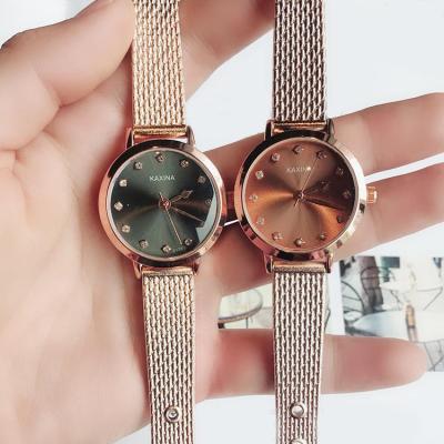 Női karkötő órák Rose Gold Band kvarc Nézd meg a női Casual ruha strasszos karórák