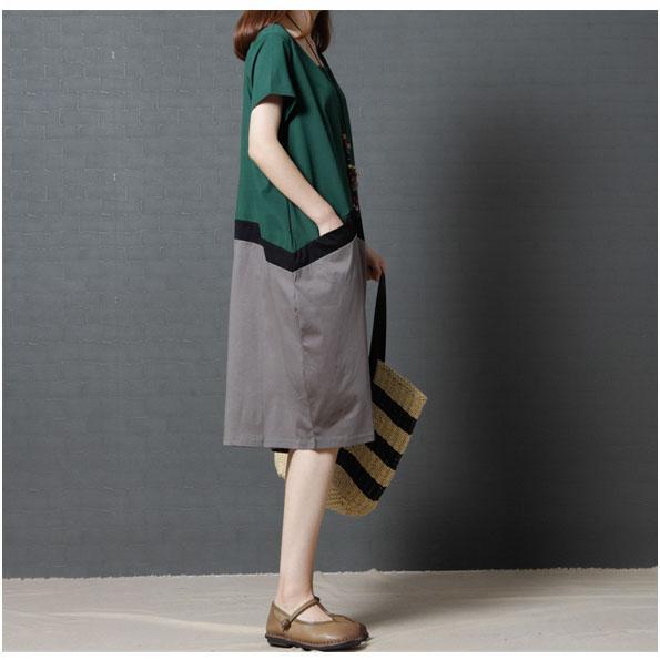 Színes, zsebes, laza, női pamut ruha