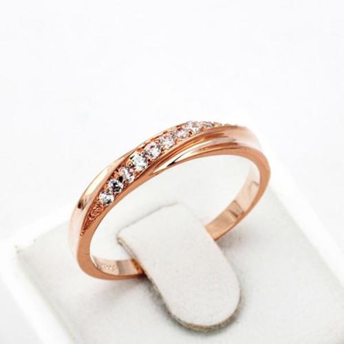 Kiváló minőségű cirkónium rose gold eljegyzési gyűrű, strasszos női ékszer