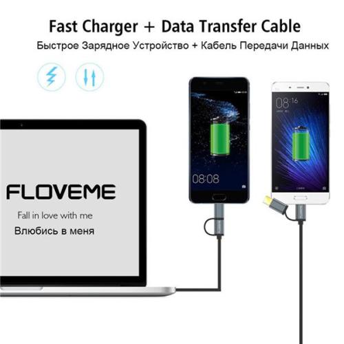 Type-C Micro USB kábel 2 in 1 QC 3.0 gyorstöltő kábel Samsung S8 S7 Note 8 S9 S9 Plus készülékhez