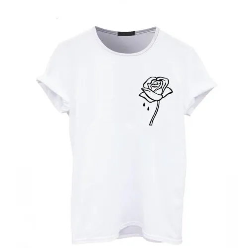 Rózsavirág Nyomtatás Női pólók Alkalmi Vicces pólók Lady Top Tee Hipster Tumblr