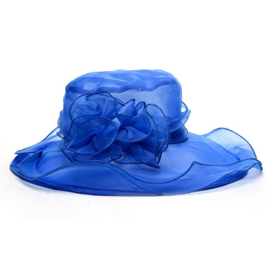 Női Organza, templomi kalap, virágos kalap, széles karima, esküvői, bulizós kalap